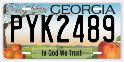 GA license plate PYK2489