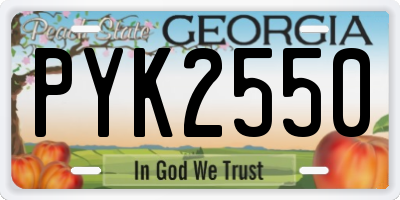 GA license plate PYK2550