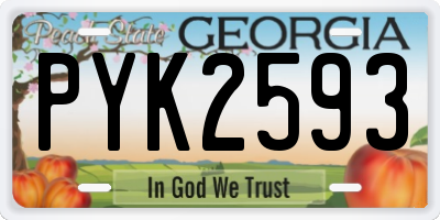 GA license plate PYK2593