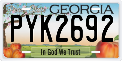 GA license plate PYK2692
