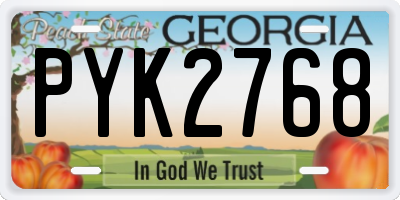 GA license plate PYK2768