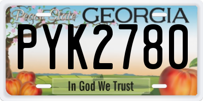 GA license plate PYK2780