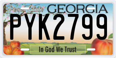 GA license plate PYK2799