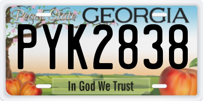 GA license plate PYK2838