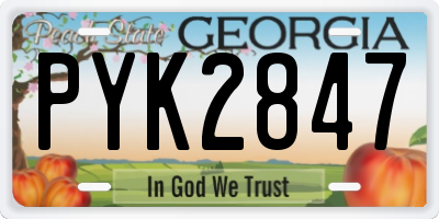 GA license plate PYK2847
