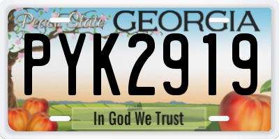 GA license plate PYK2919