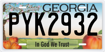 GA license plate PYK2932