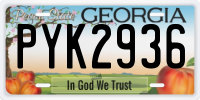 GA license plate PYK2936