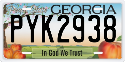 GA license plate PYK2938