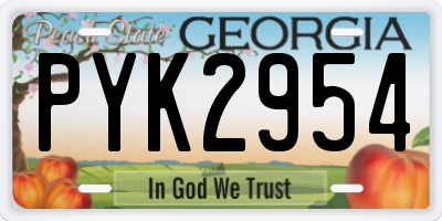 GA license plate PYK2954