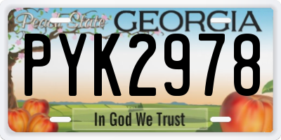 GA license plate PYK2978