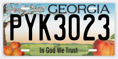 GA license plate PYK3023