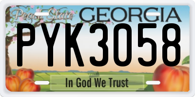 GA license plate PYK3058