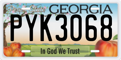 GA license plate PYK3068