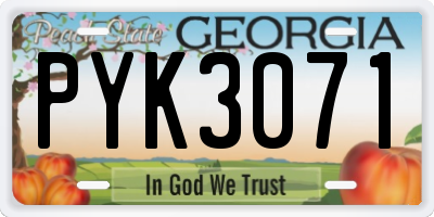 GA license plate PYK3071