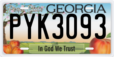 GA license plate PYK3093