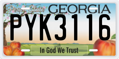 GA license plate PYK3116