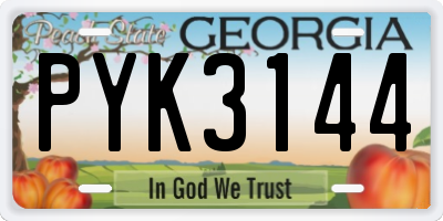 GA license plate PYK3144