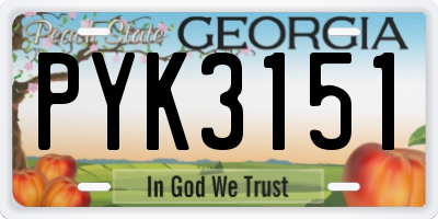 GA license plate PYK3151