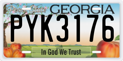 GA license plate PYK3176