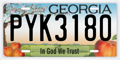 GA license plate PYK3180
