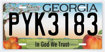 GA license plate PYK3183