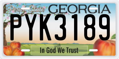 GA license plate PYK3189