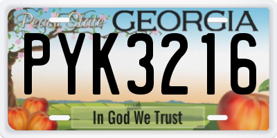 GA license plate PYK3216