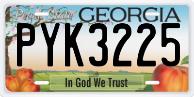 GA license plate PYK3225