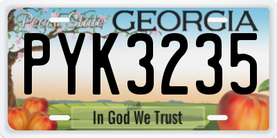 GA license plate PYK3235