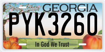 GA license plate PYK3260