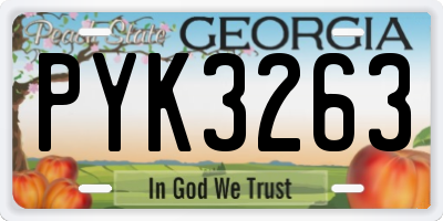 GA license plate PYK3263