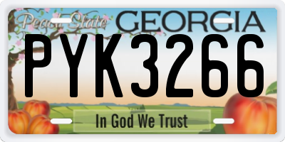 GA license plate PYK3266