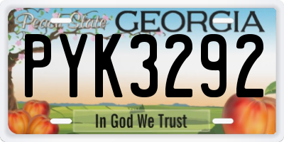 GA license plate PYK3292