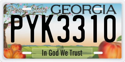 GA license plate PYK3310
