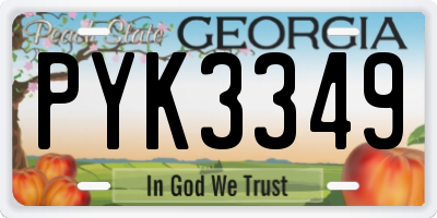 GA license plate PYK3349