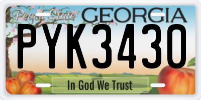 GA license plate PYK3430