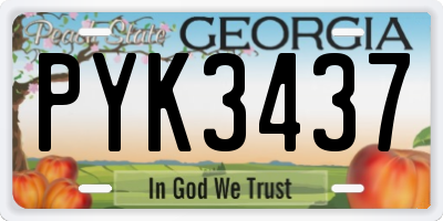 GA license plate PYK3437