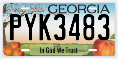 GA license plate PYK3483