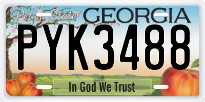 GA license plate PYK3488