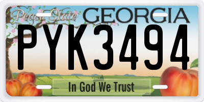 GA license plate PYK3494