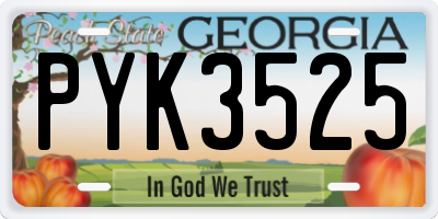 GA license plate PYK3525