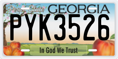 GA license plate PYK3526