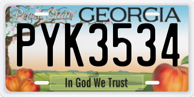 GA license plate PYK3534