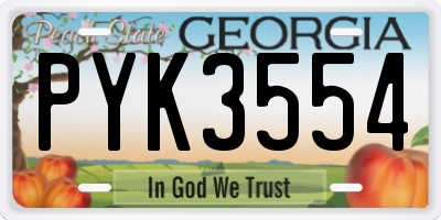 GA license plate PYK3554