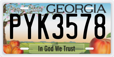 GA license plate PYK3578