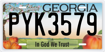 GA license plate PYK3579