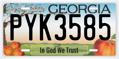 GA license plate PYK3585