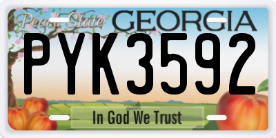 GA license plate PYK3592