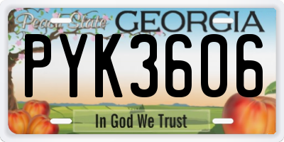 GA license plate PYK3606